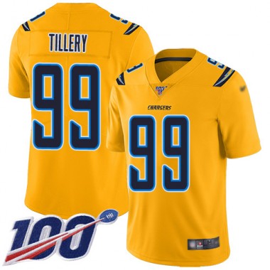 Los Angeles Chargers NFL Football Jerry Tillery Gold Jersey Men Limited 99 100th Season Inverted Legend